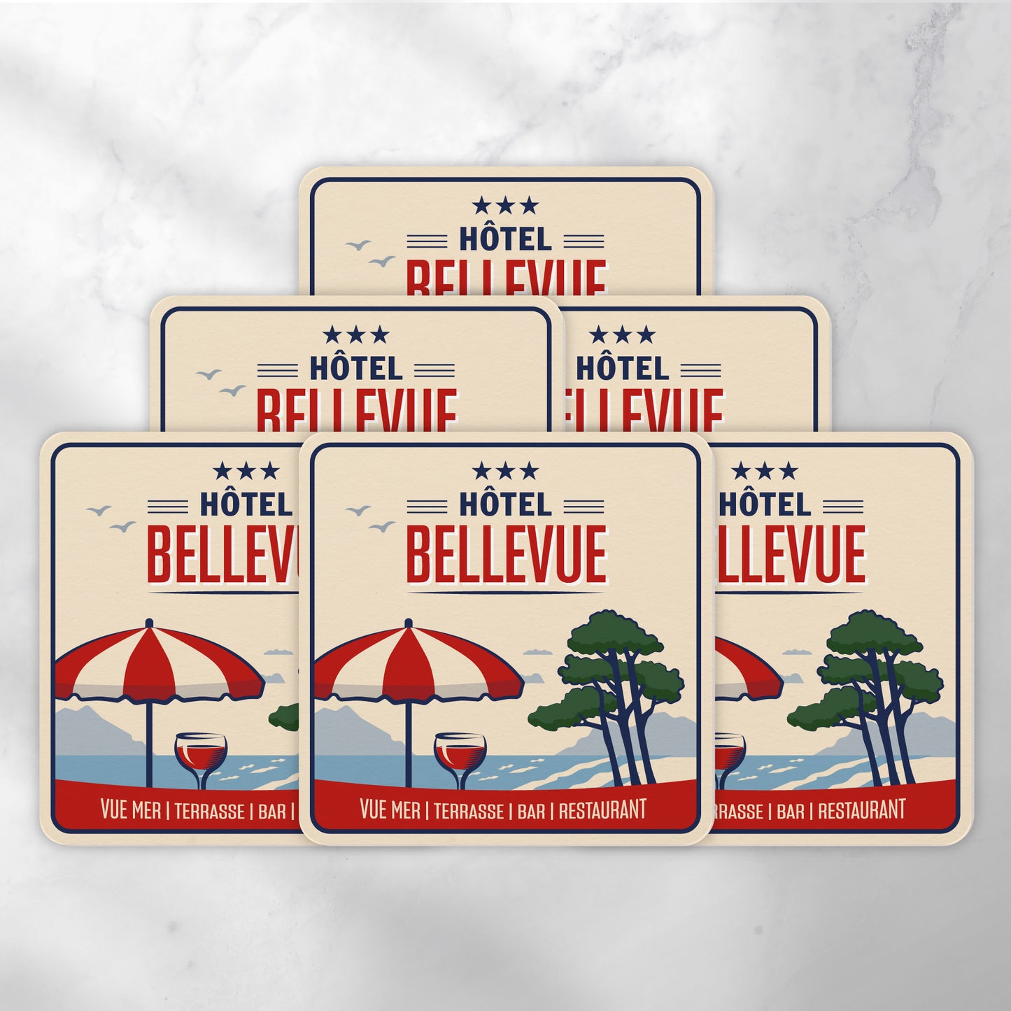 Dessous-de-verre | Hôtel Bellevue (x6)