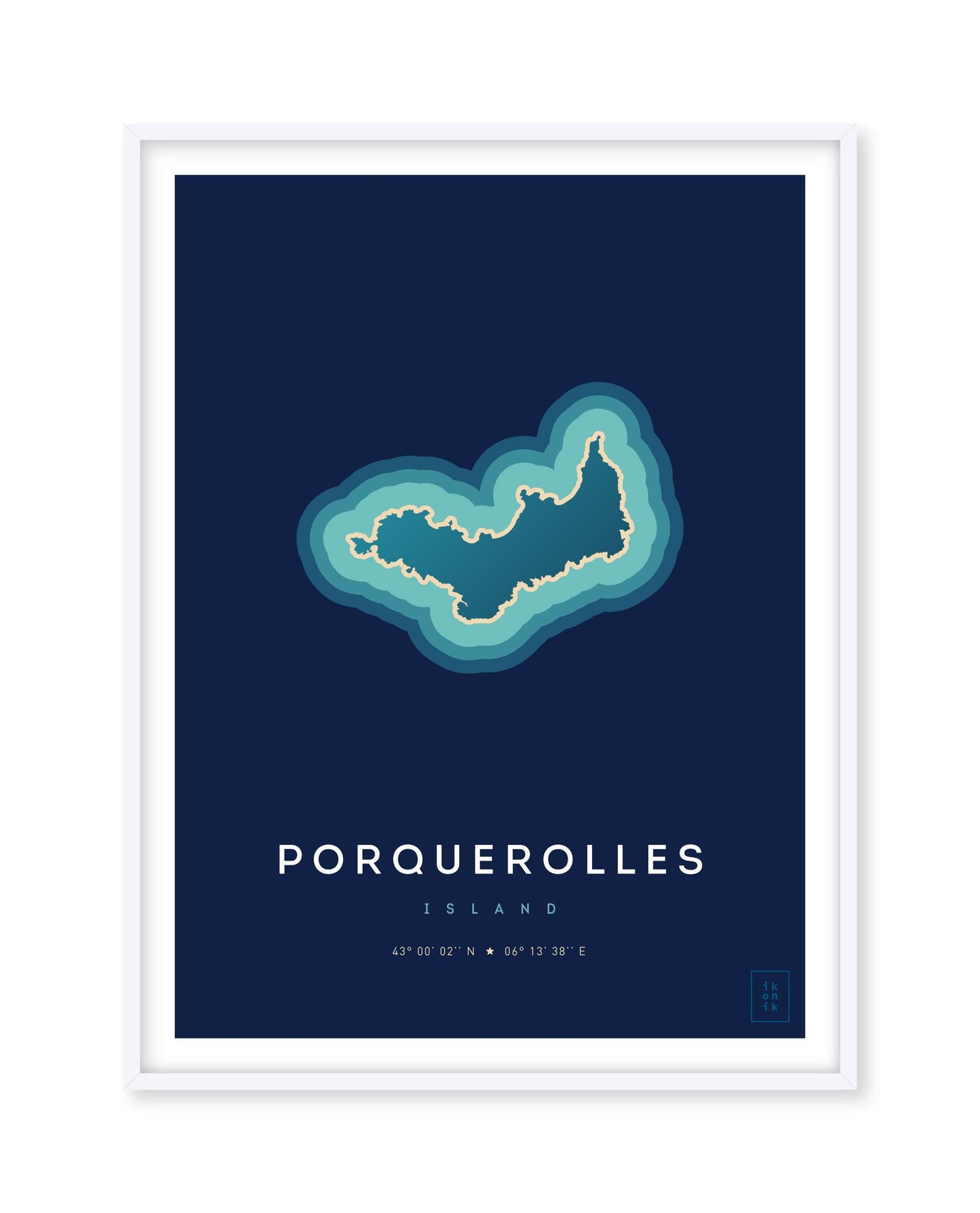 Poster déco de l'île de Porquerolles vue du ciel. © ikonik