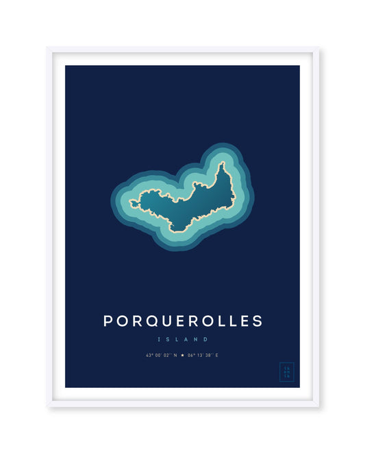 Poster déco de l'île de Porquerolles vue du ciel. © ikonik