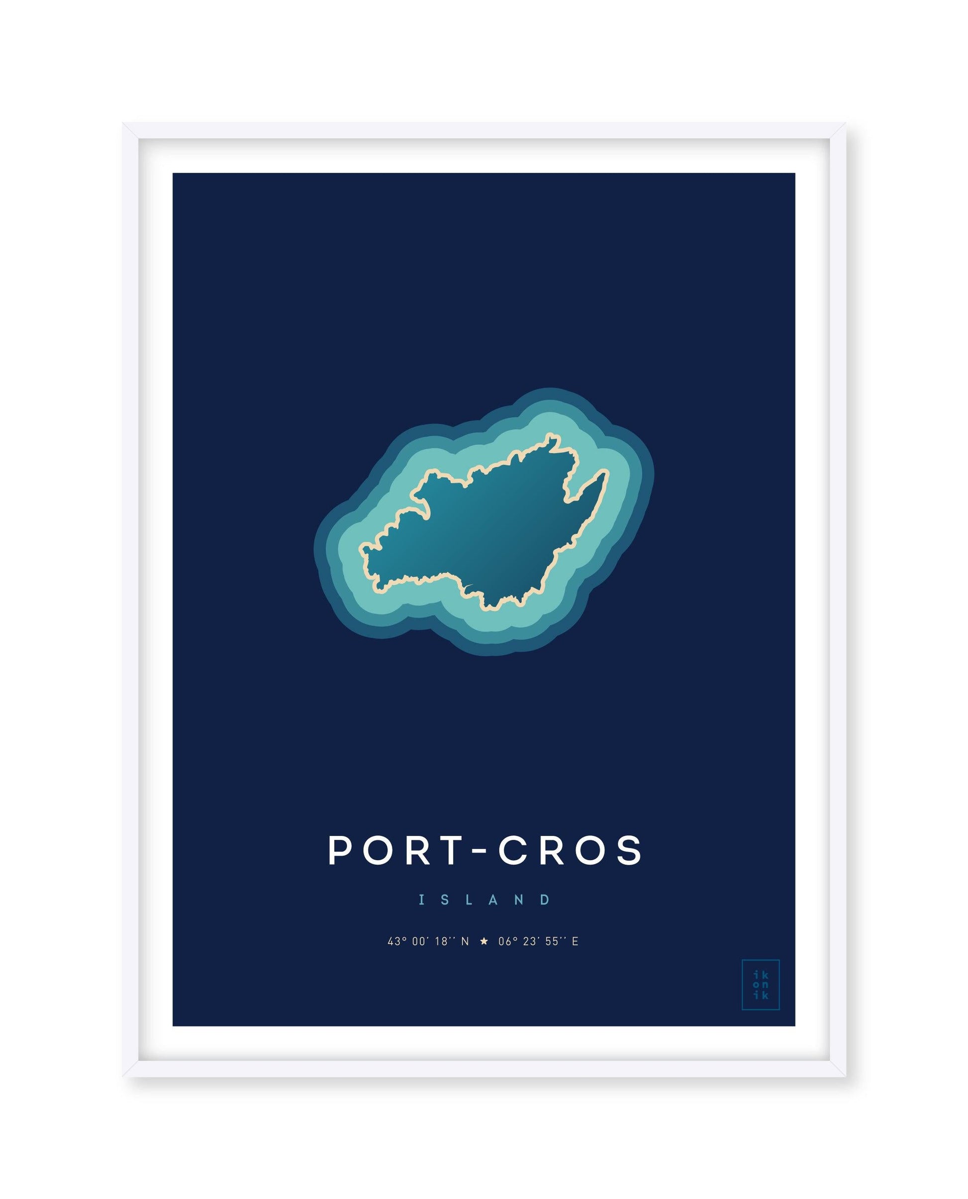Poster déco de l'île de Port-Cros vue du ciel. © ikonik