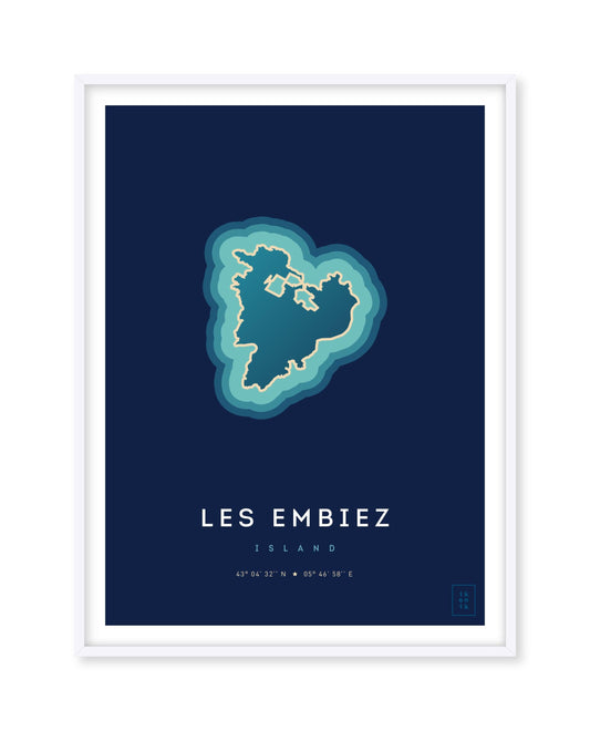 Poster déco de l'île des Embiez vue du ciel. © ikonik