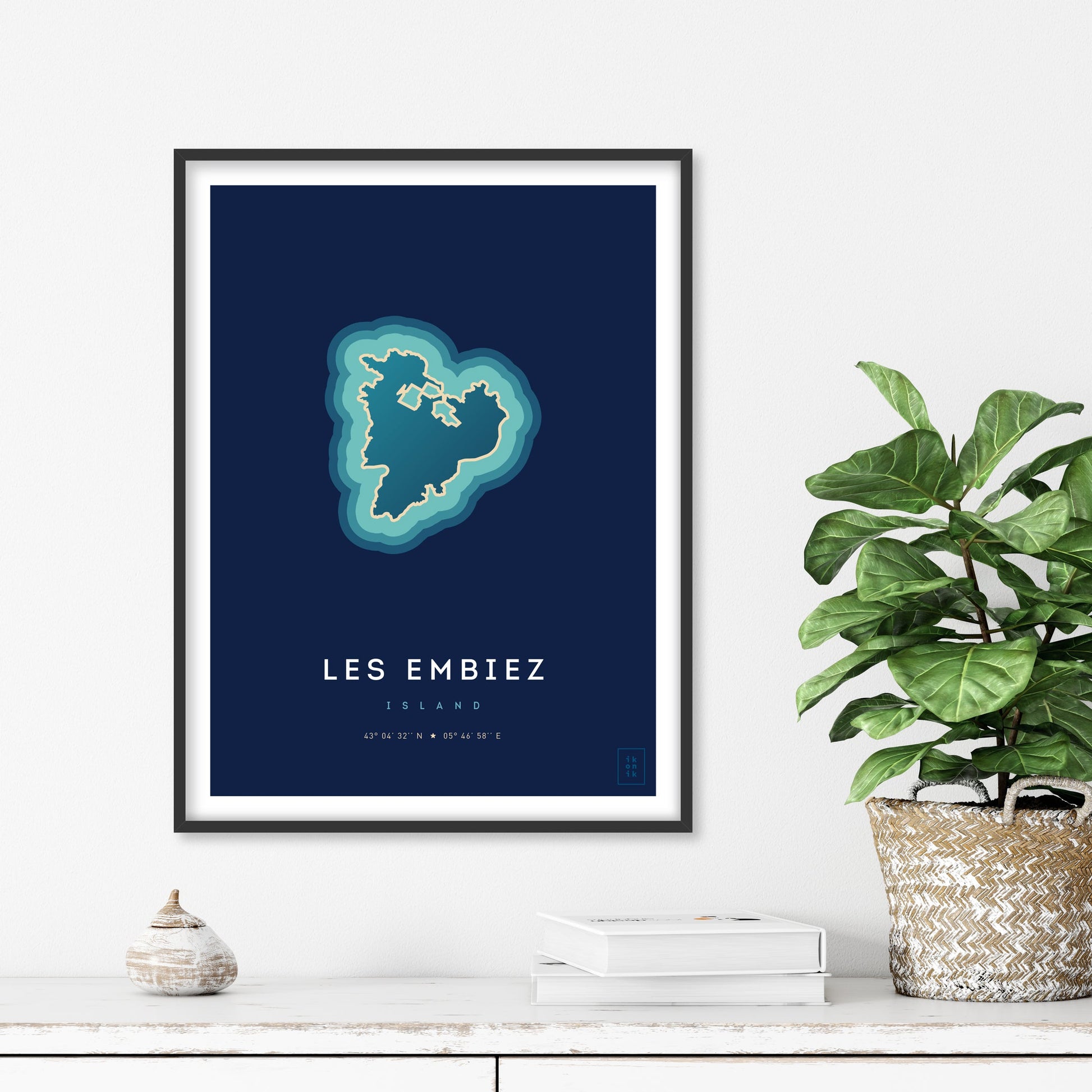 Poster déco de l'île des Embiez vue du ciel. © ikonik