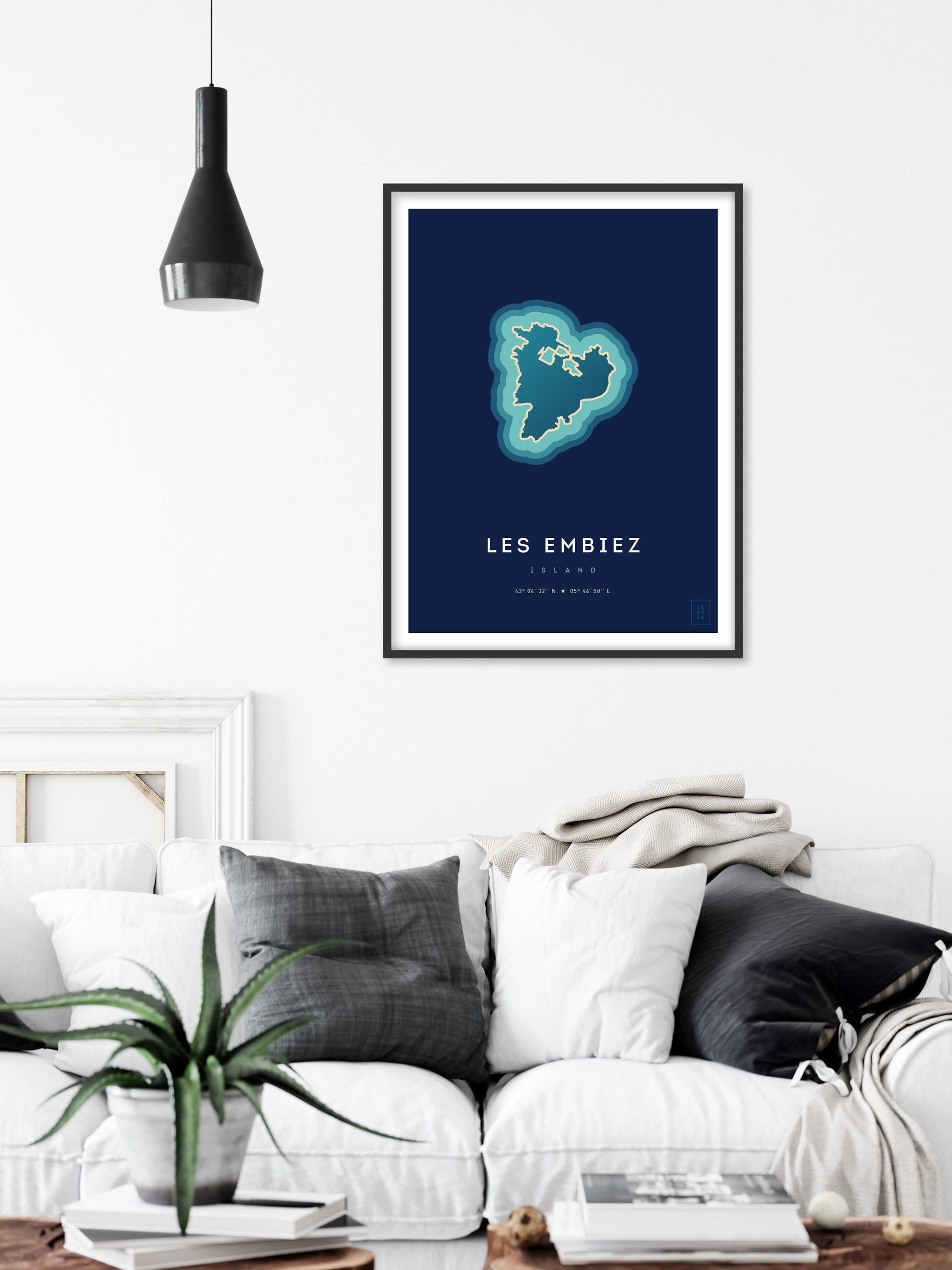 Poster déco de l'île des Embiez vue du ciel. © ikonik