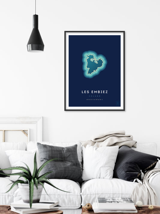 Poster déco de l'île des Embiez vue du ciel. © ikonik