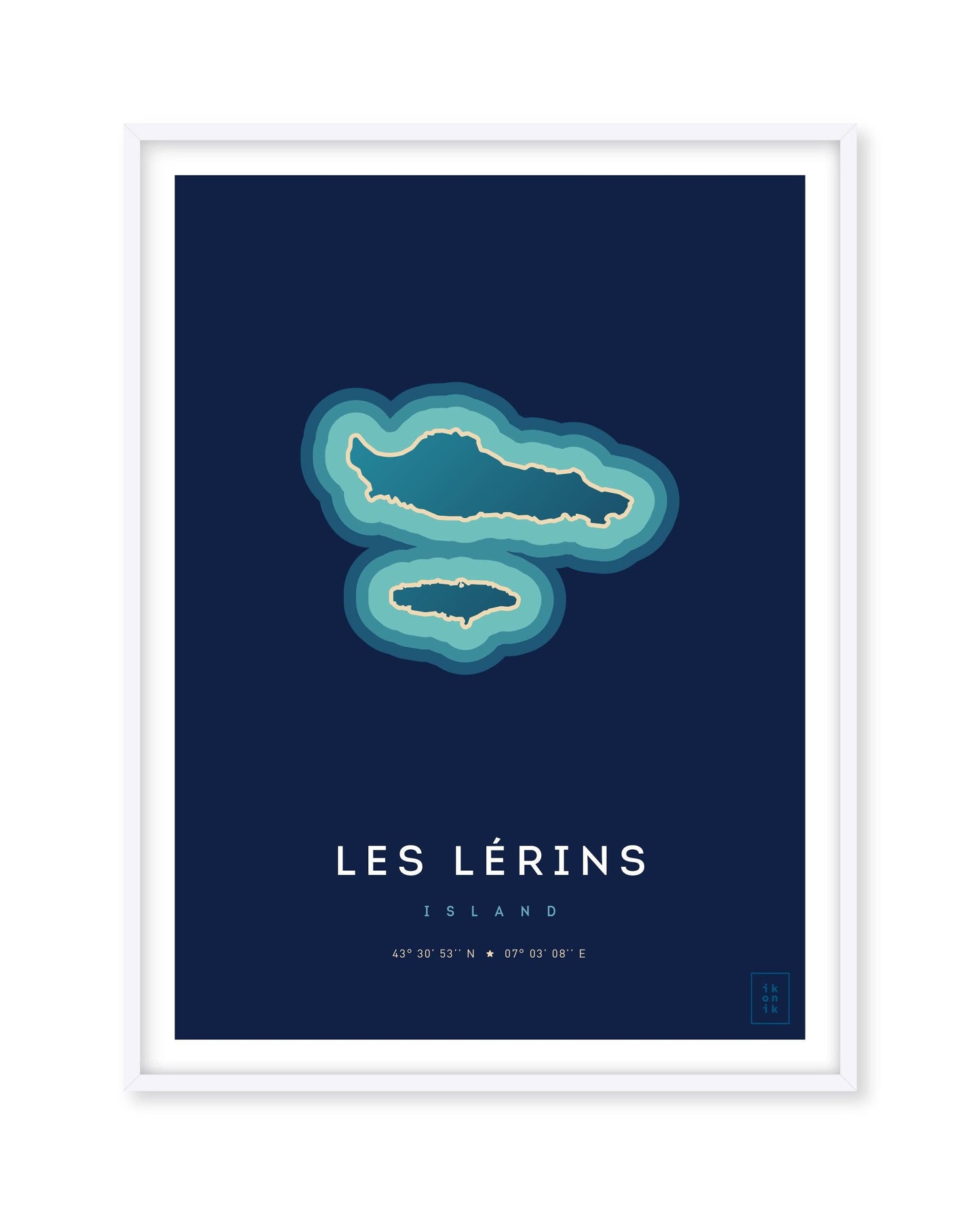 Poster déco des îles de Lérins vue du ciel. © ikonik