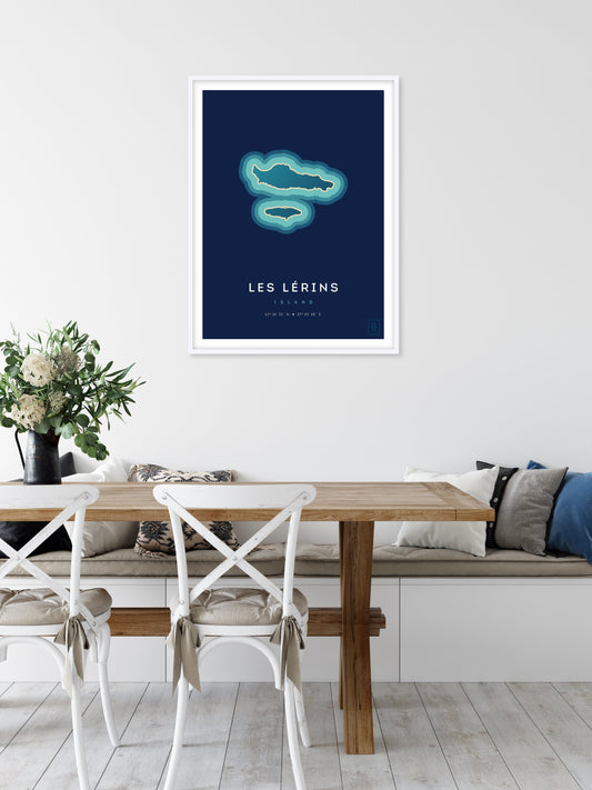 Poster déco des îles de Lérins vue du ciel. © ikonik
