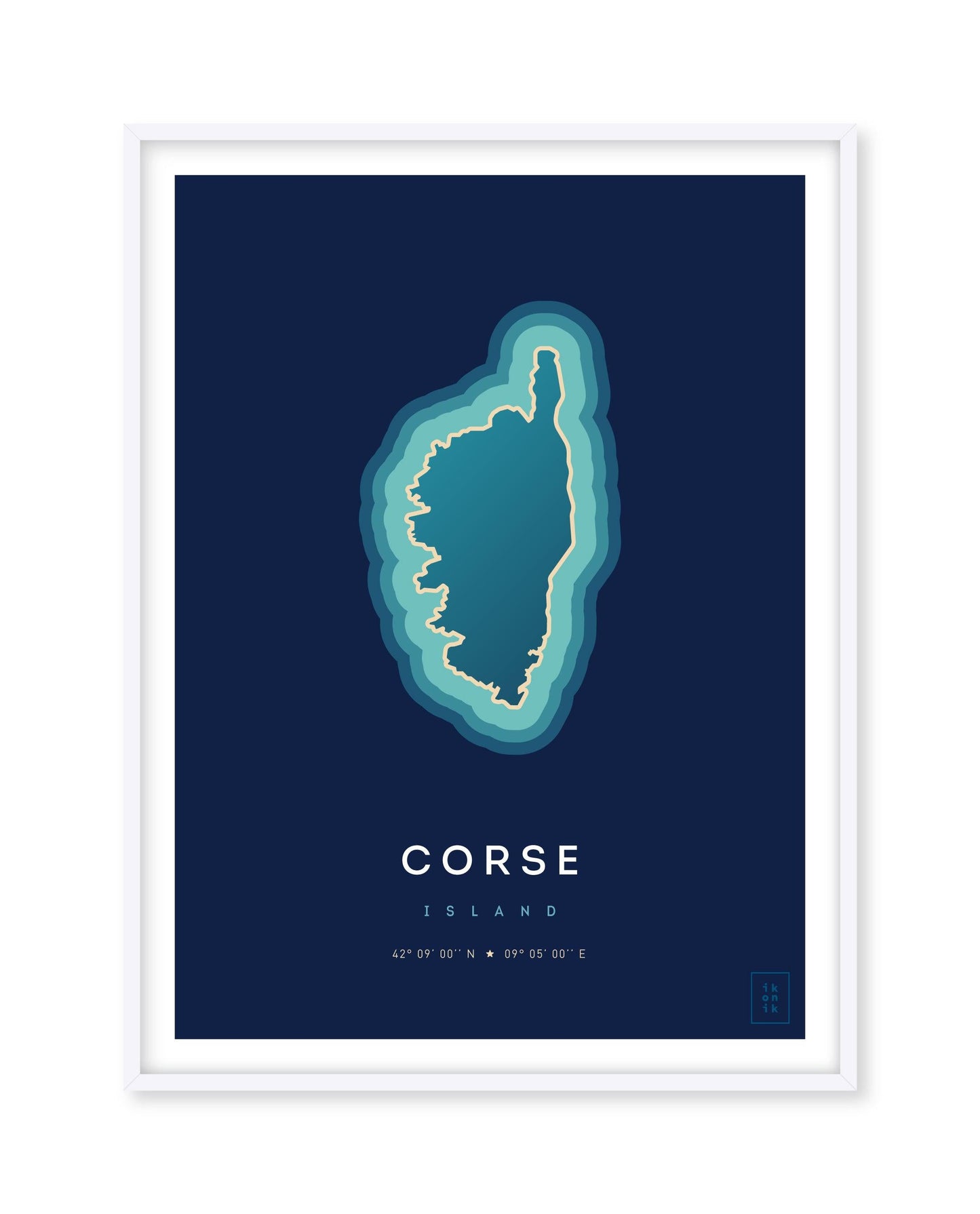 Poster déco de l'île de la Corse vue du ciel. © ikonik