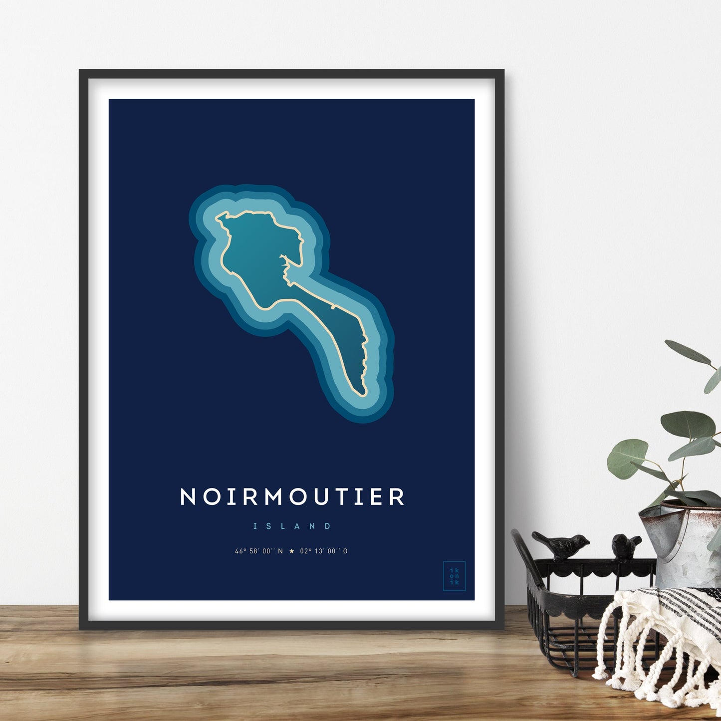 Poster déco de l'île de Noirmoutier vue du ciel. © ikonik