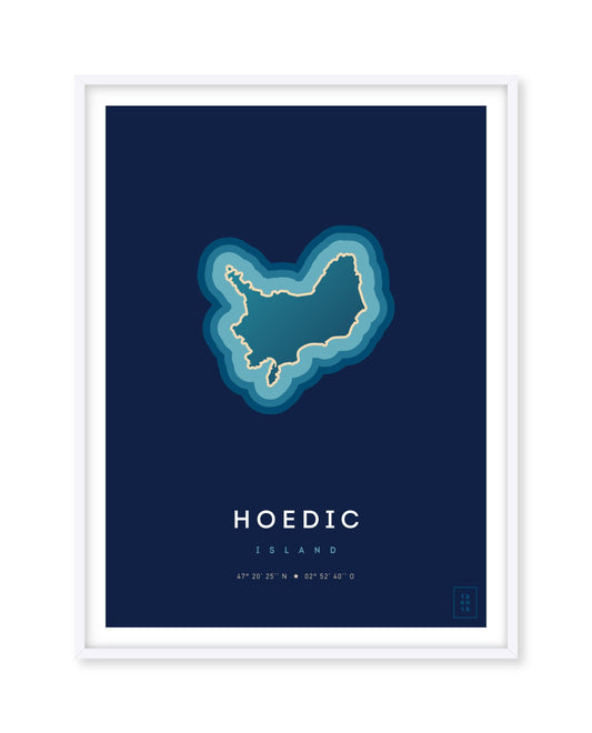 Poster déco de l'île d'Hoedic vue du ciel. © ikonik