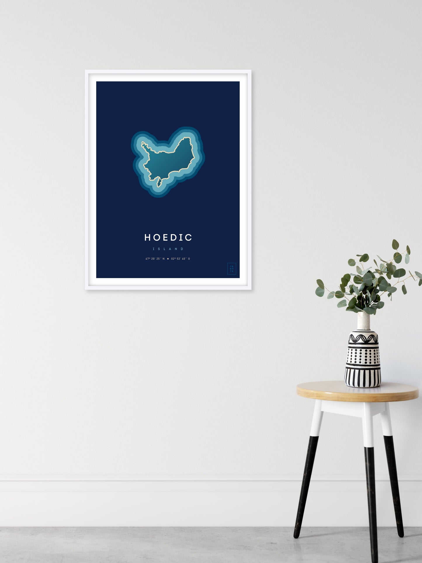 Poster déco de l'île d'Hoedic vue du ciel. © ikonik