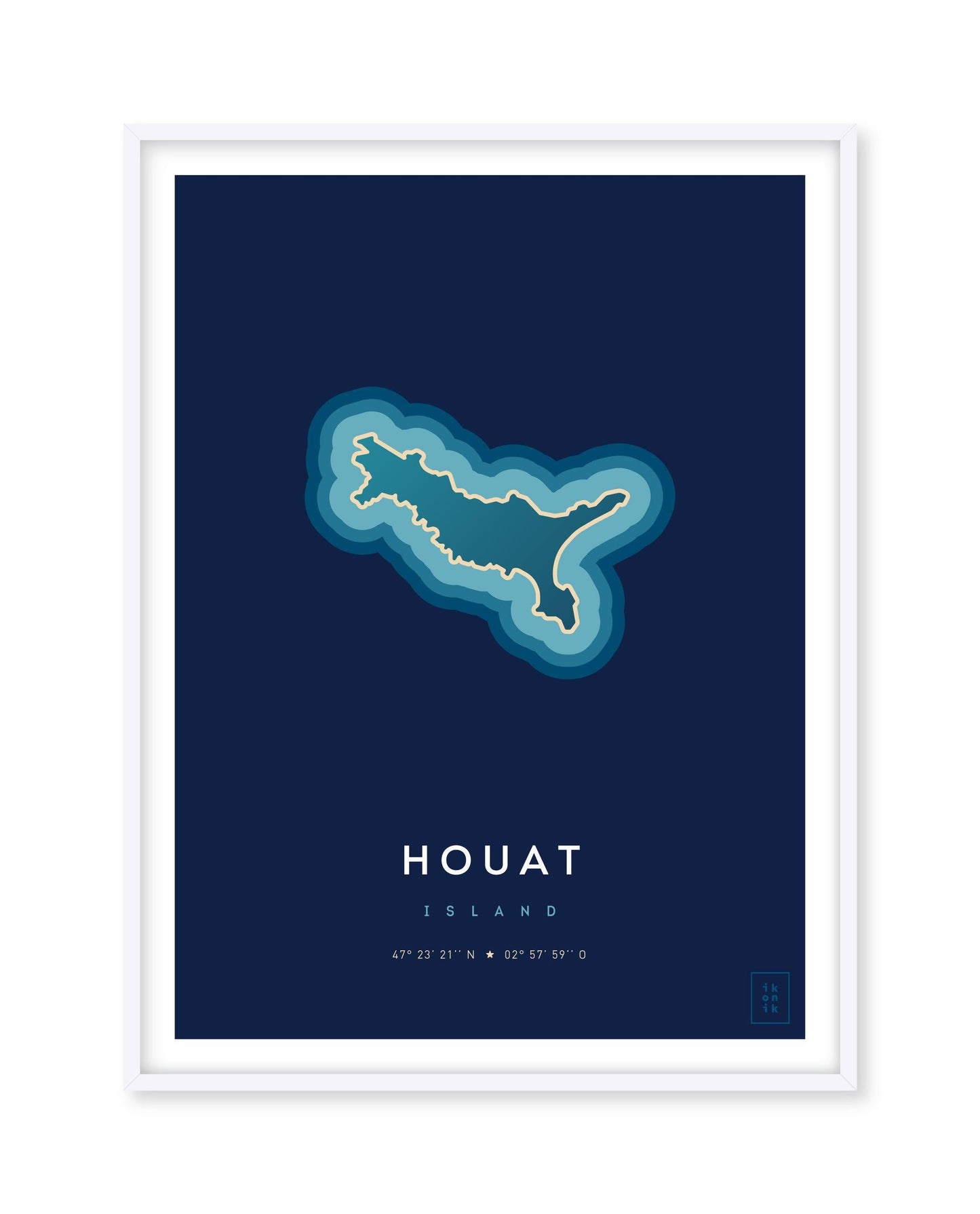 Poster déco de l'île d'Houat vue du ciel. © ikonik