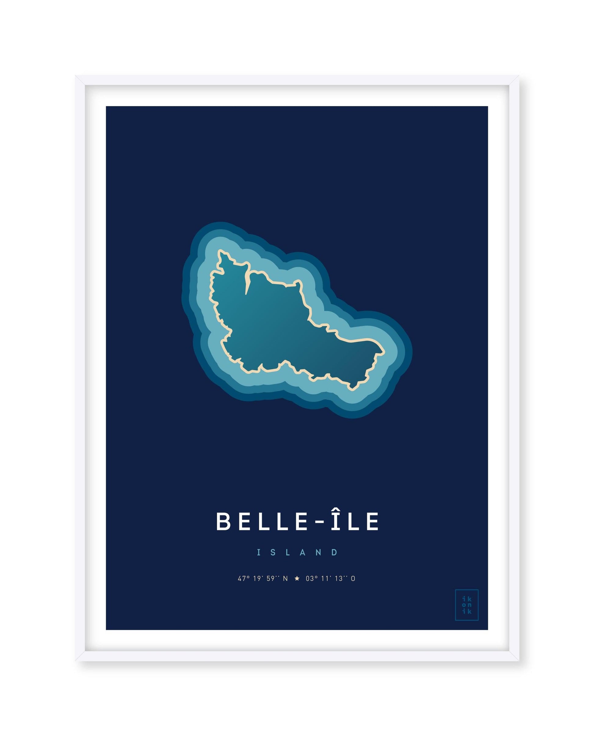 Poster déco de Belle-Île-en-mer vue du ciel. © ikonik