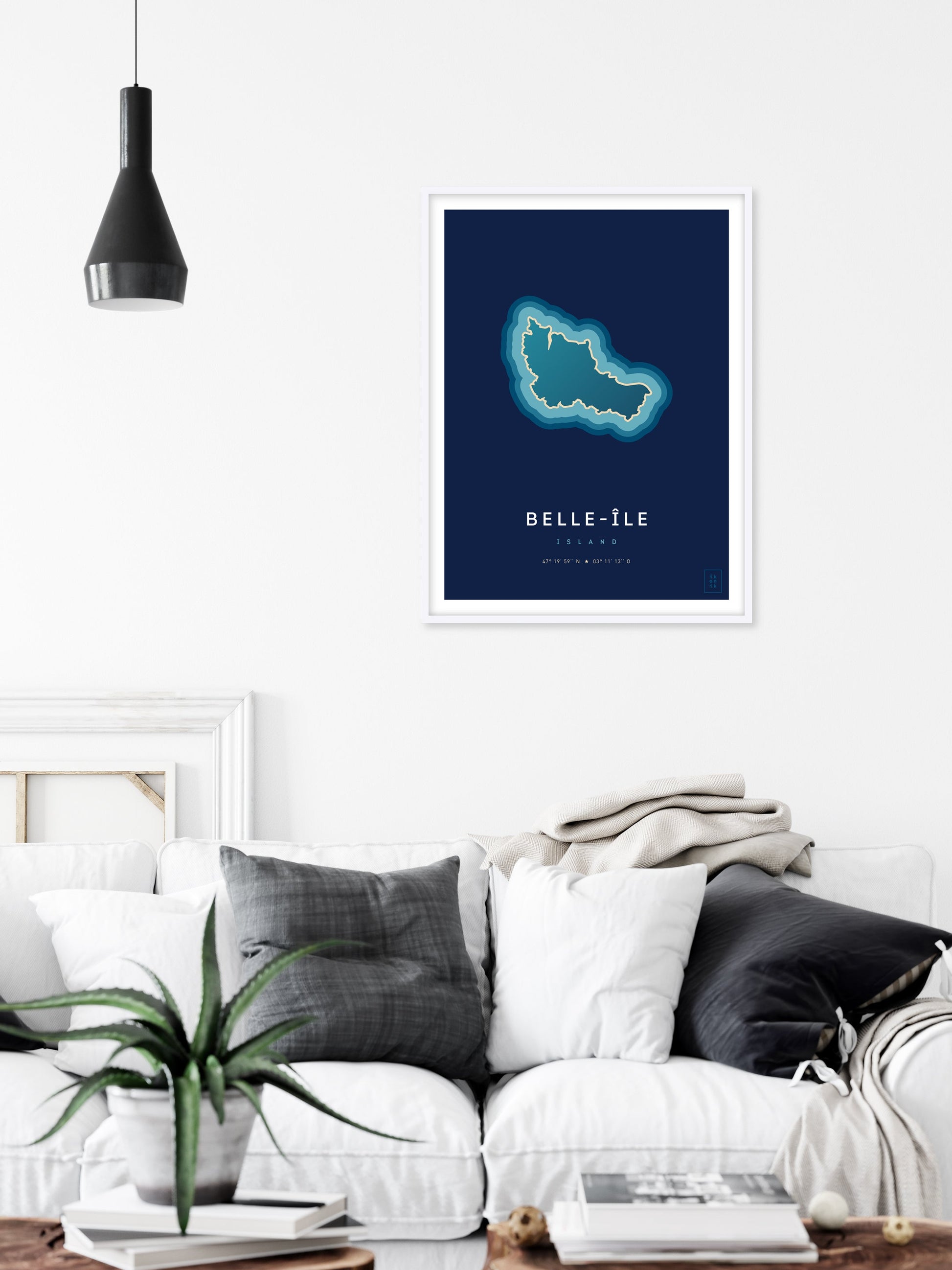 Poster déco de Belle-Île-en-mer vue du ciel. © ikonik