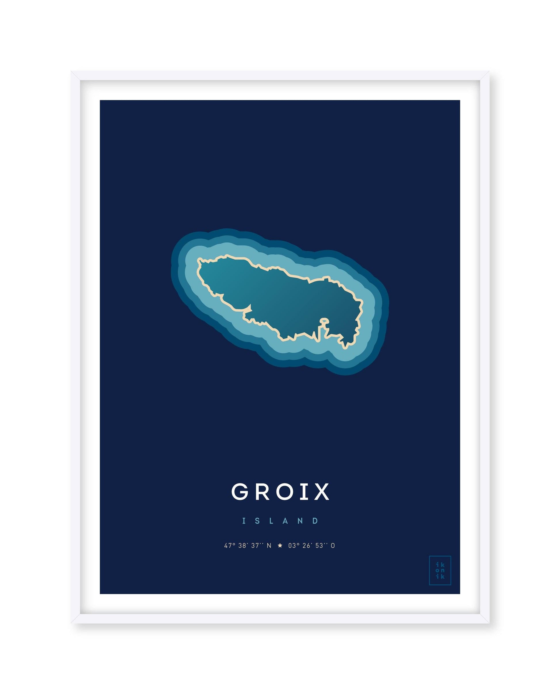 Poster déco de l'île de Groix vue du ciel. © ikonik