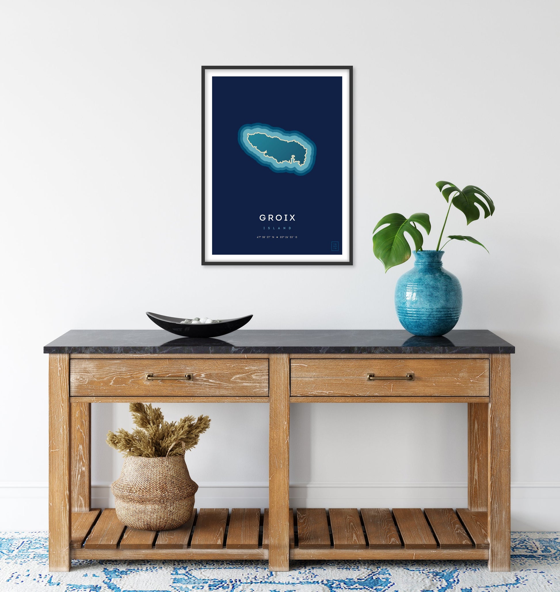 Poster déco de l'île de Groix vue du ciel. © ikonik