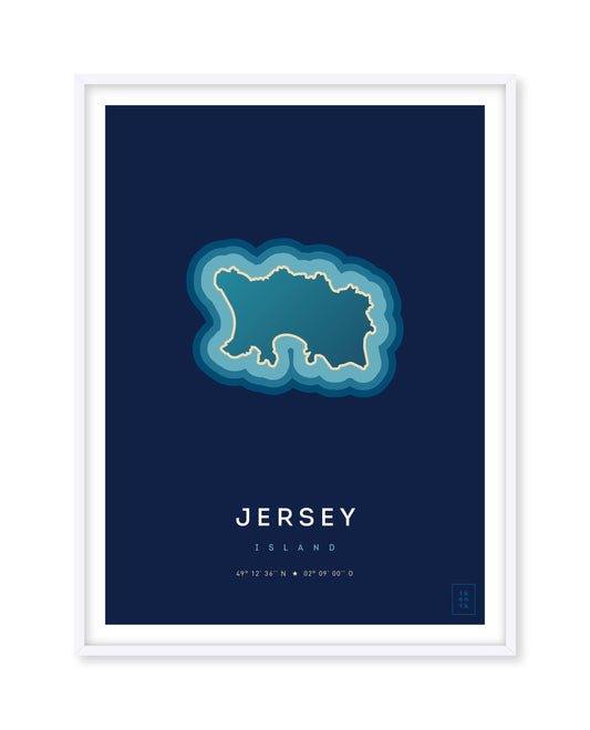 Poster déco de l'île de Jersey vue du ciel. © ikonik