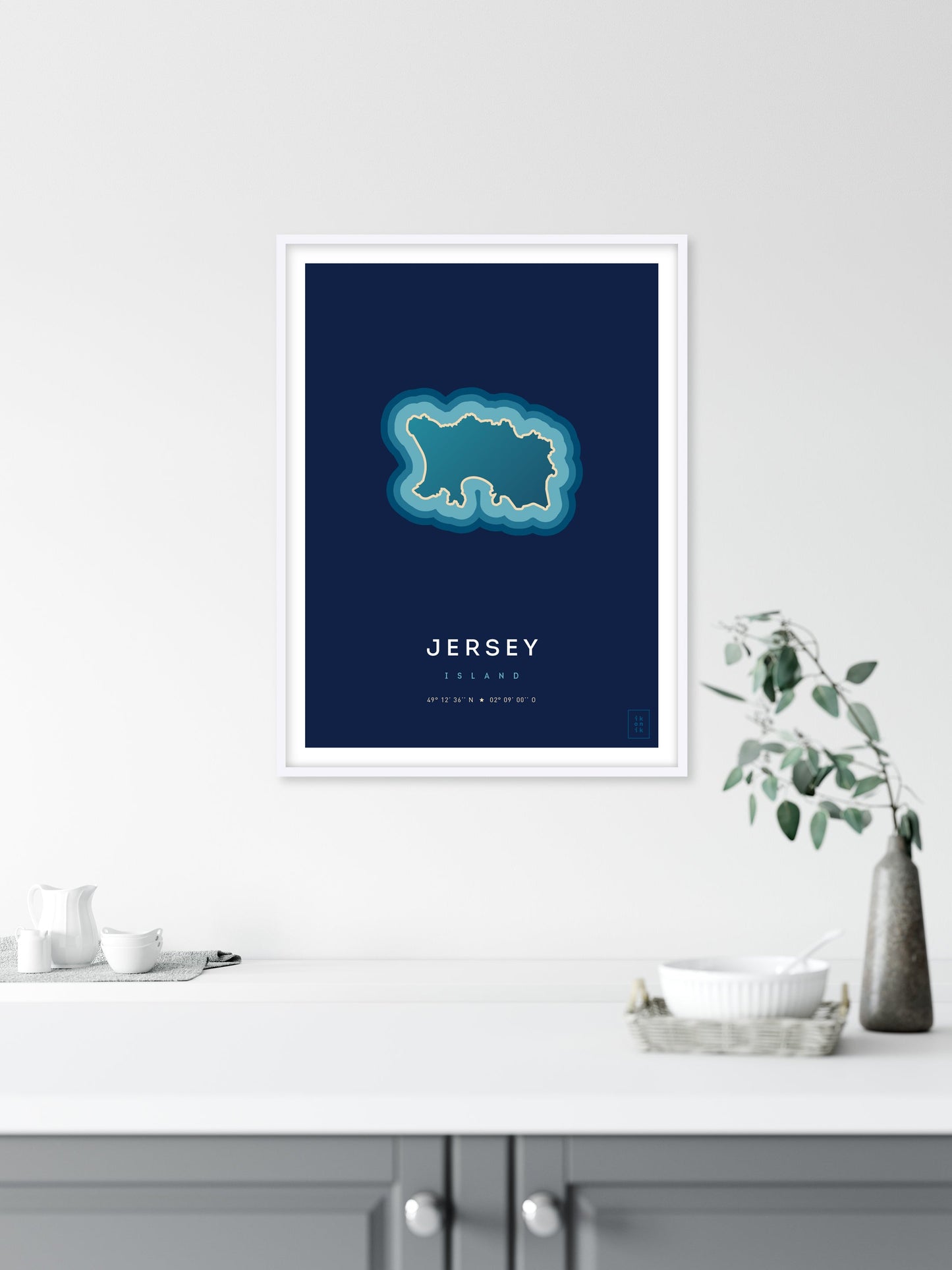 Poster déco de l'île de Jersey vue du ciel. © ikonik