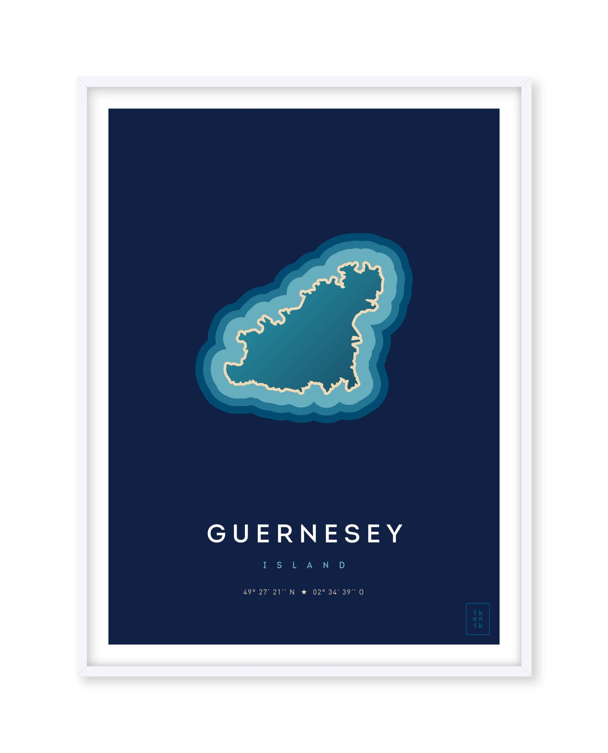 Poster déco de l'île de Guernesey vue du ciel. © ikonik
