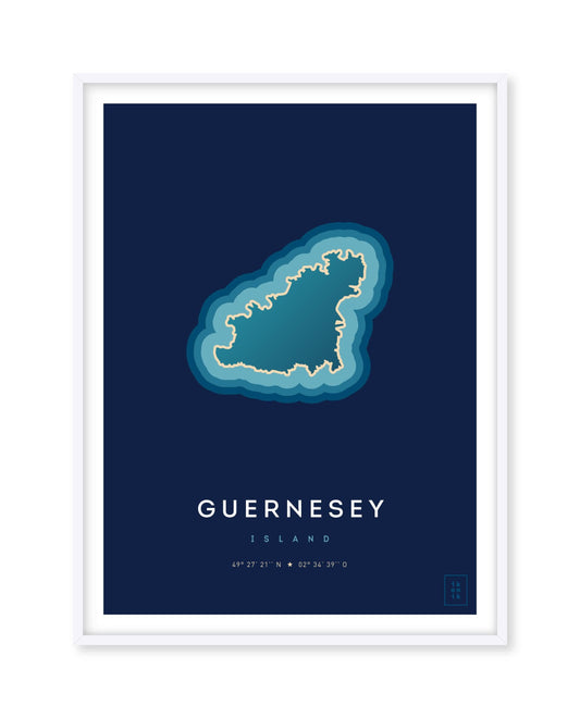 Poster déco de l'île de Guernesey vue du ciel. © ikonik