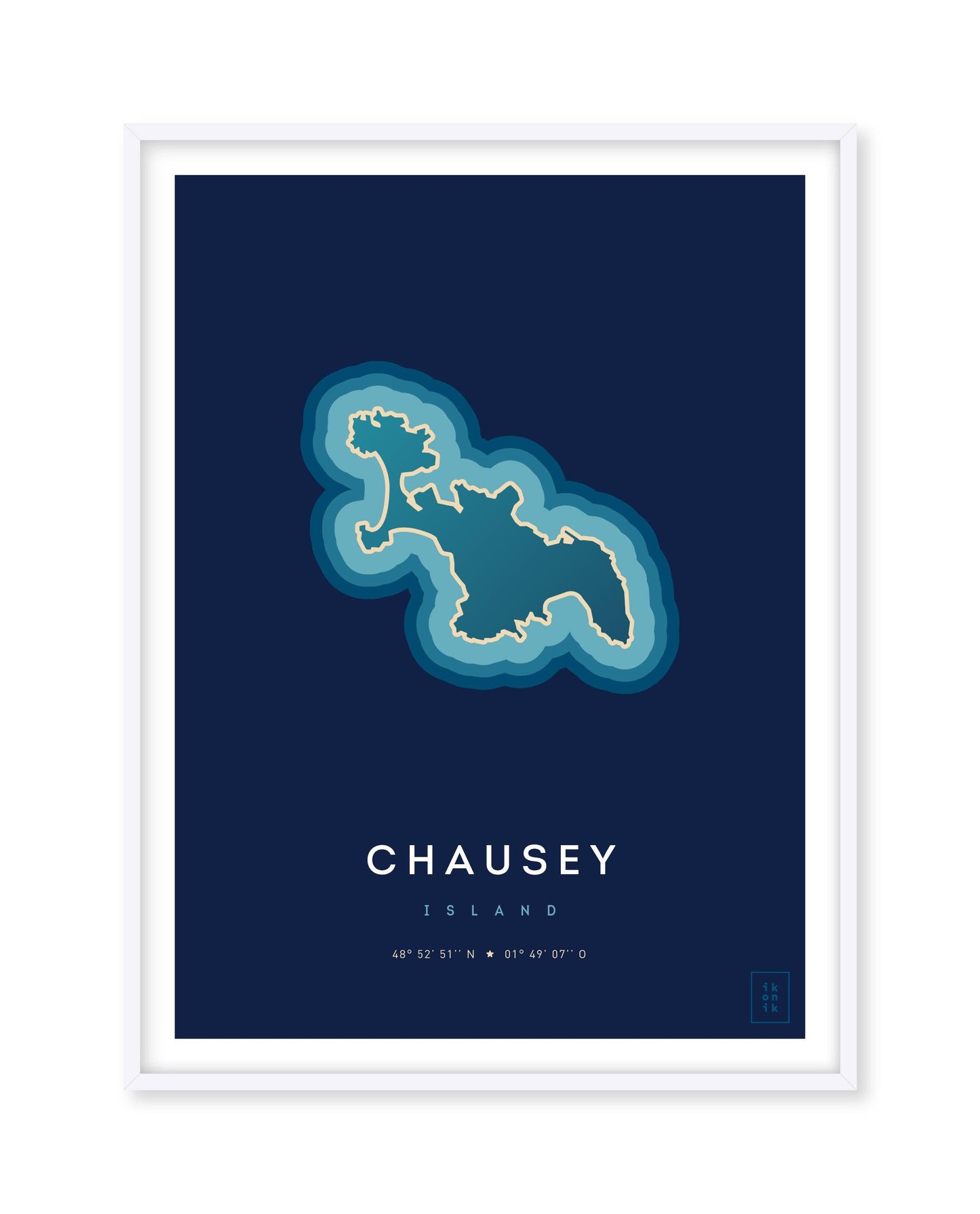 Poster déco de l'île de Chausey vue du ciel. © ikonik