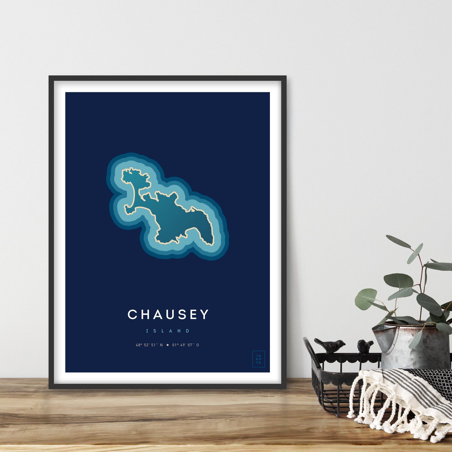 Poster déco de l'île de Chausey vue du ciel. © ikonik