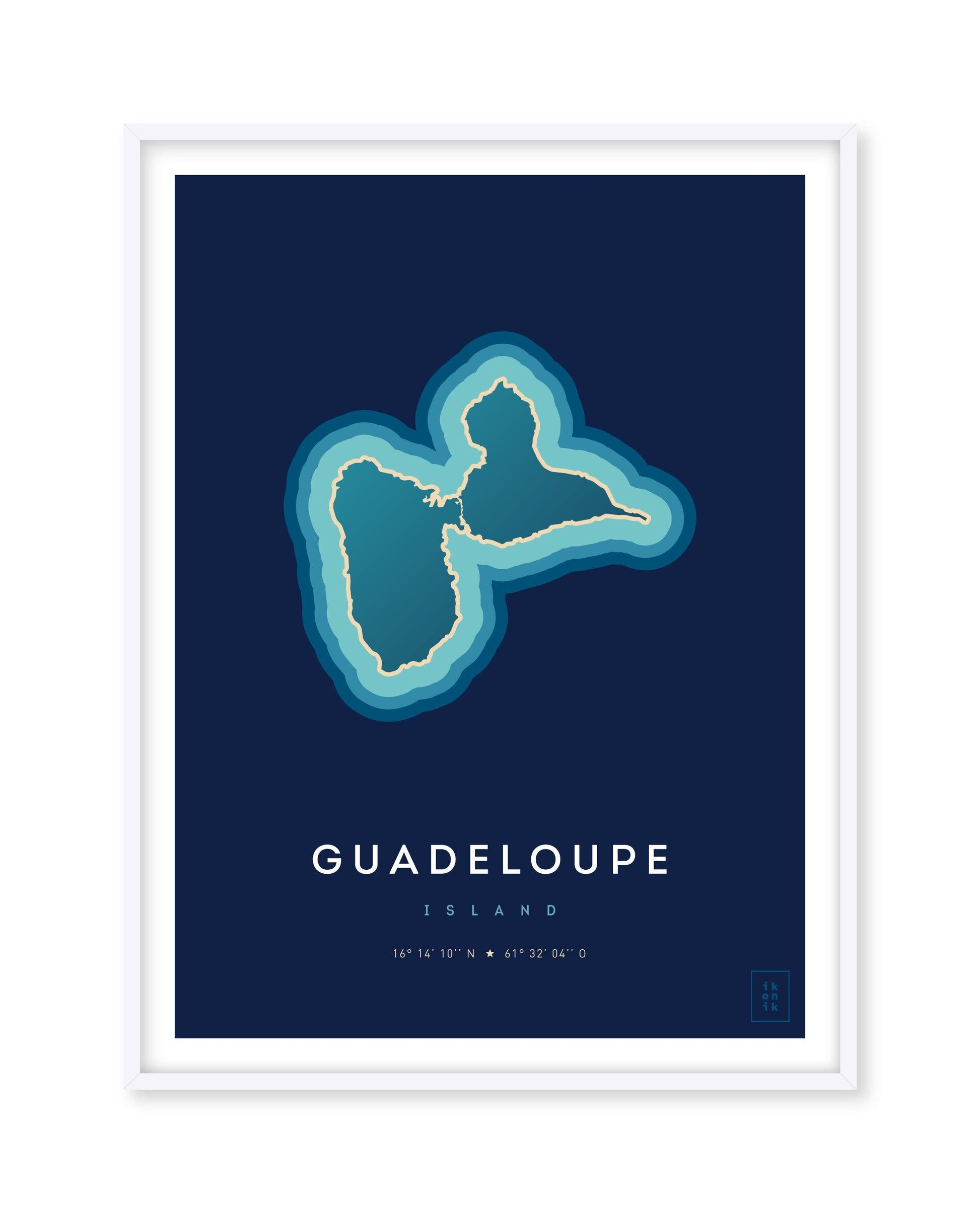 Poster déco de l'île de la Guadeloupe vue du ciel. © ikonik