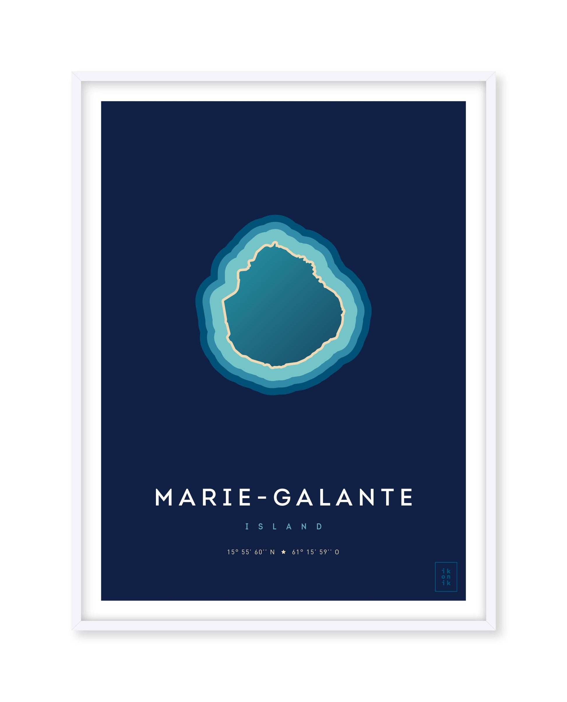 Poster déco de l'île de Marie-Galante vue du ciel. © ikonik