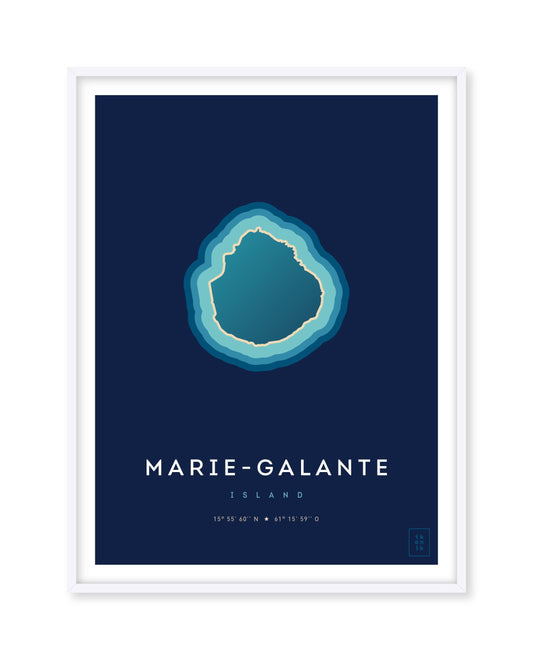 Poster déco de l'île de Marie-Galante vue du ciel. © ikonik