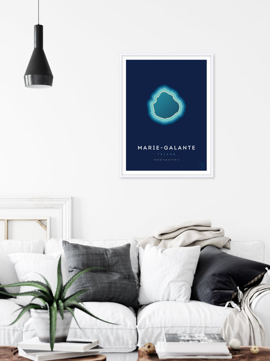 Poster déco de l'île de Marie-Galante vue du ciel. © ikonik