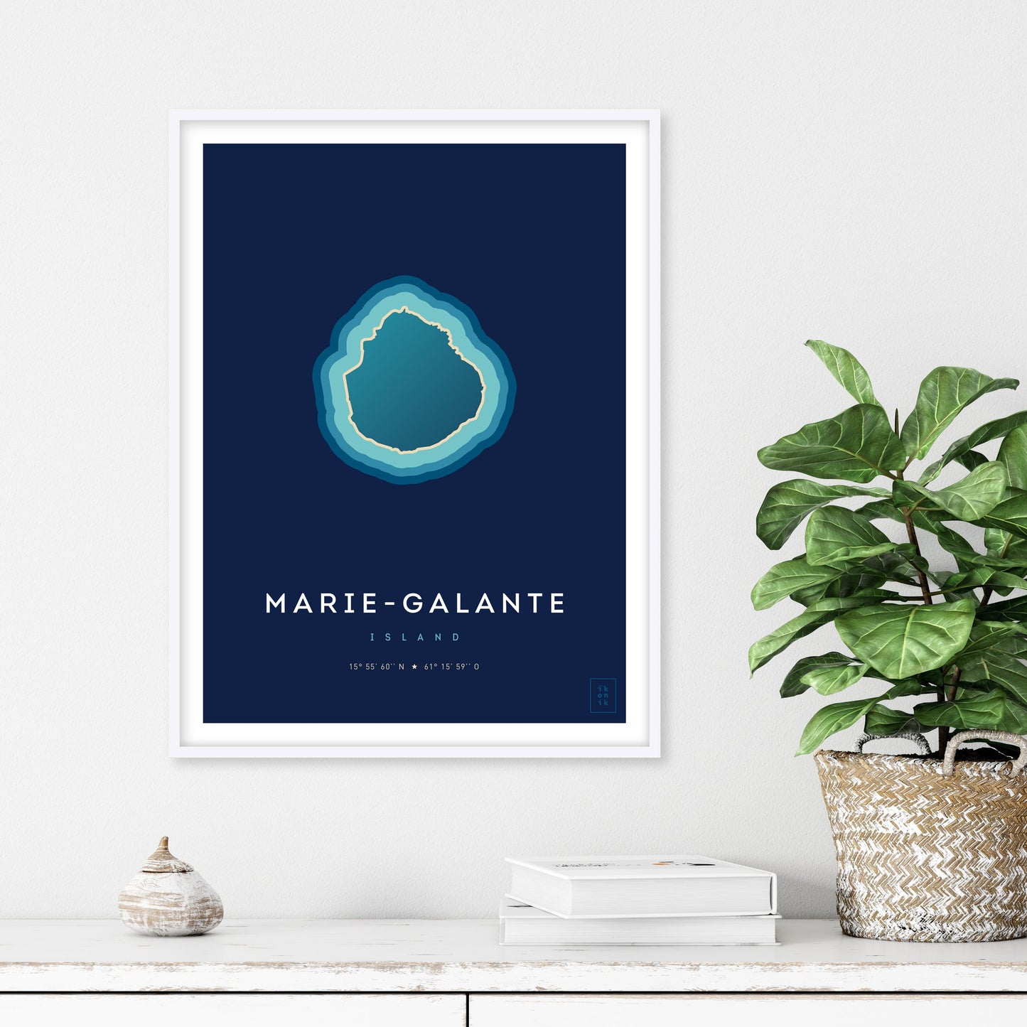 Poster déco de l'île de Marie-Galante vue du ciel. © ikonik