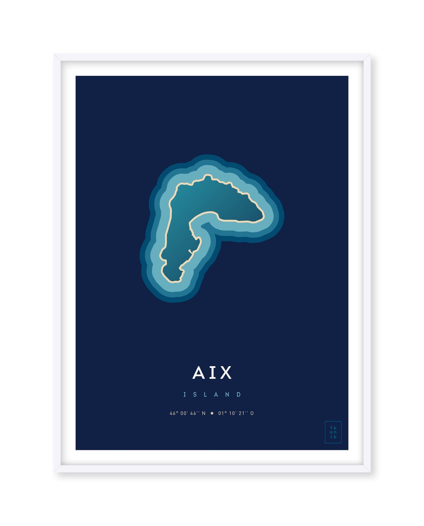 Poster déco de l'île d'Aix vue du ciel. © ikonik