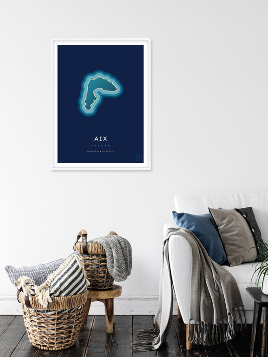 Poster déco de l'île d'Aix vue du ciel. © ikonik