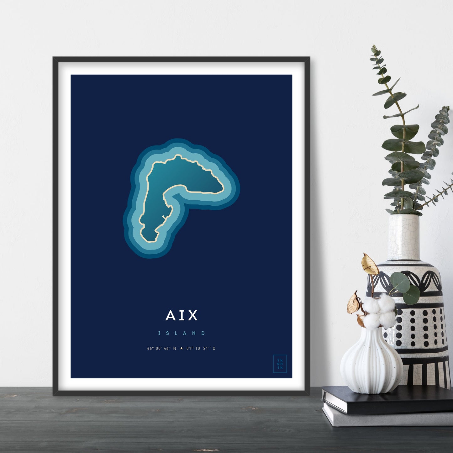 Poster déco de l'île d'Aix vue du ciel. © ikonik