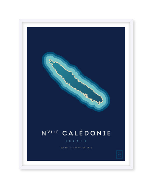 Poster déco de l'île de la Nouvelle Calédonie vue du ciel. © ikonik