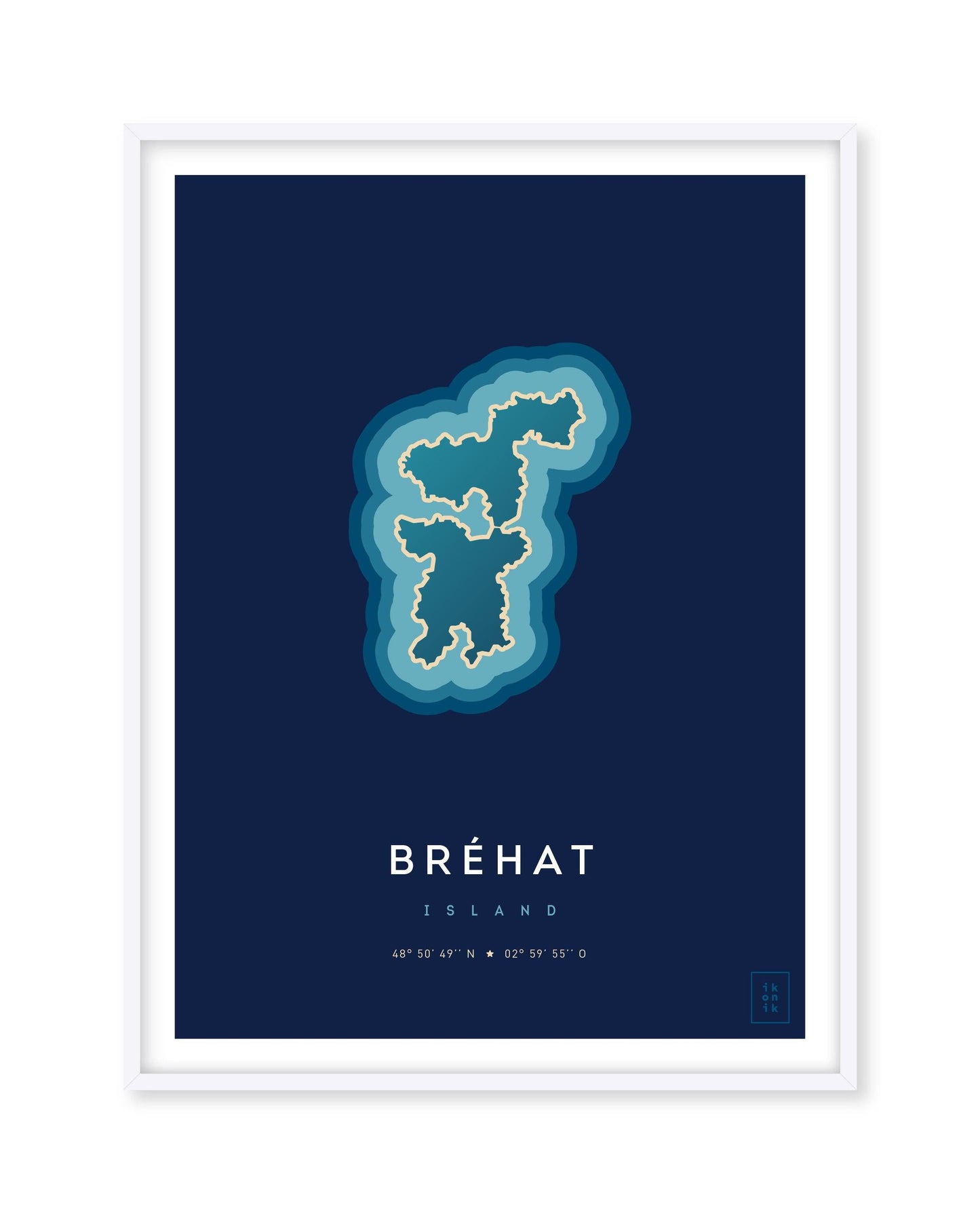 Poster déco de l'île de Bréhat vue du ciel. © ikonik