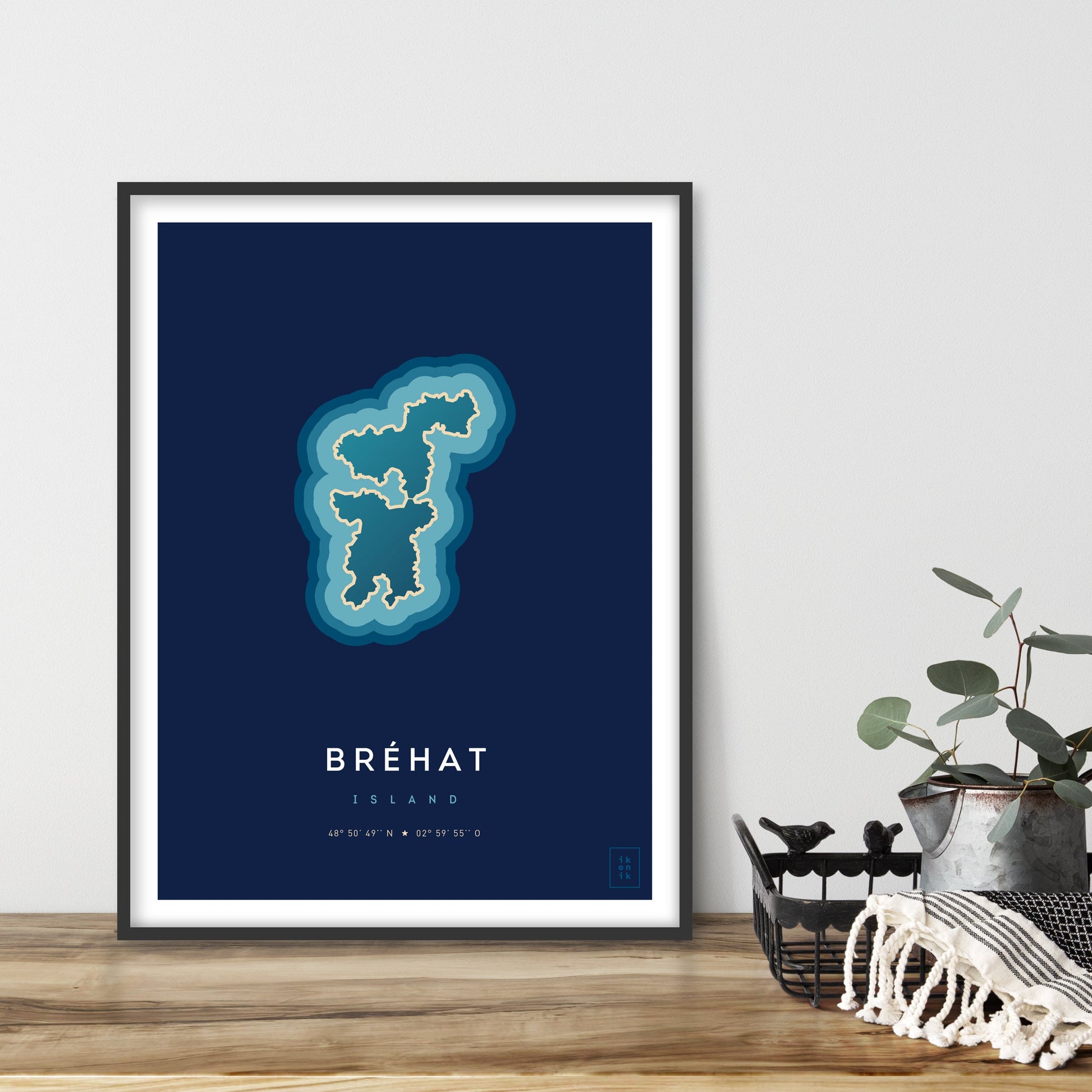 Poster déco de l'île de Bréhat vue du ciel. © ikonik