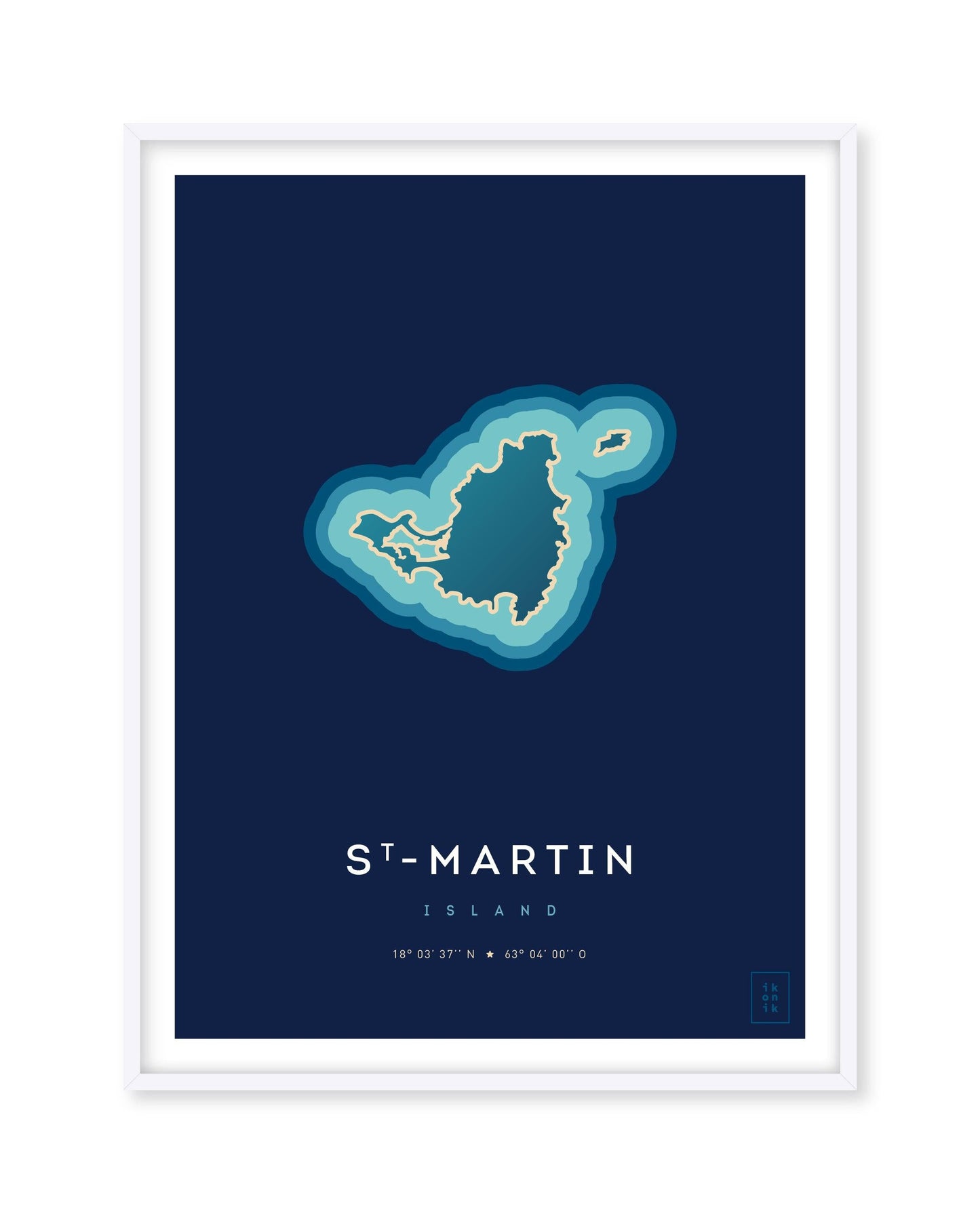 Poster déco de l'île de Saint-Martin vue du ciel. © ikonik
