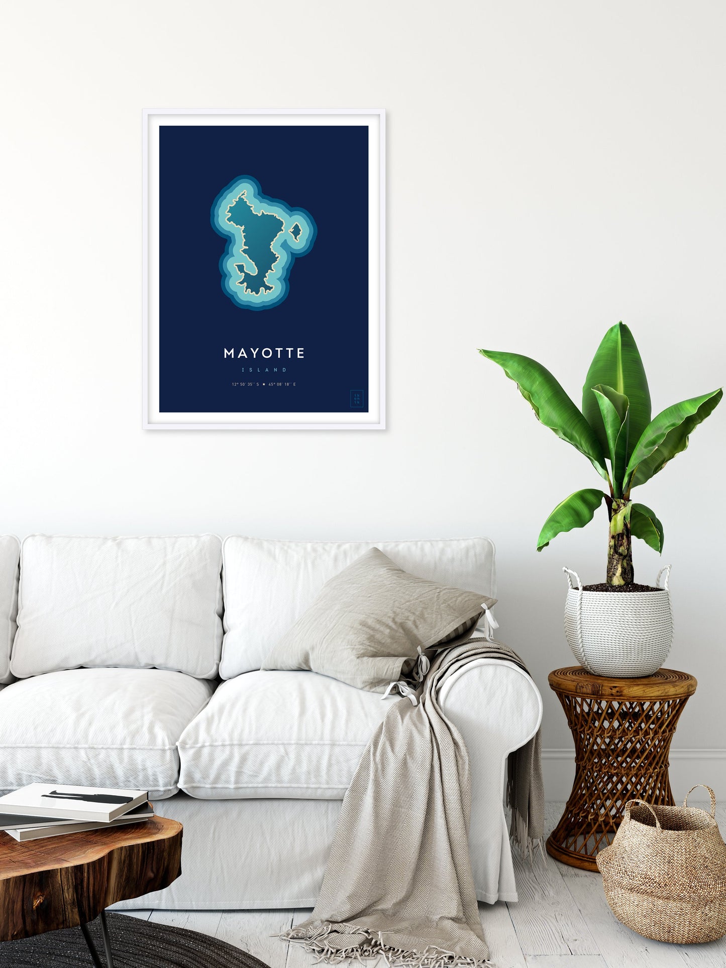 Poster déco de l'île de Mayotte vue du ciel. © ikonik