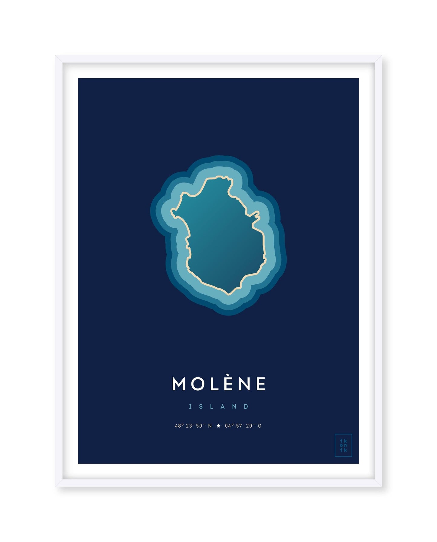 Poster déco de l'île de Molène vue du ciel. © ikonik