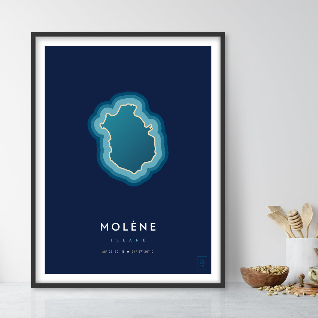 Poster déco de l'île de Molène vue du ciel. © ikonik