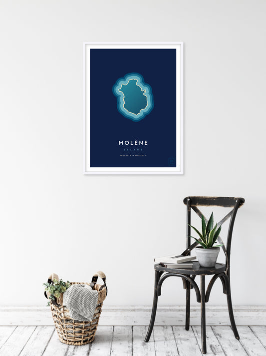 Poster déco de l'île de Molène vue du ciel. © ikonik