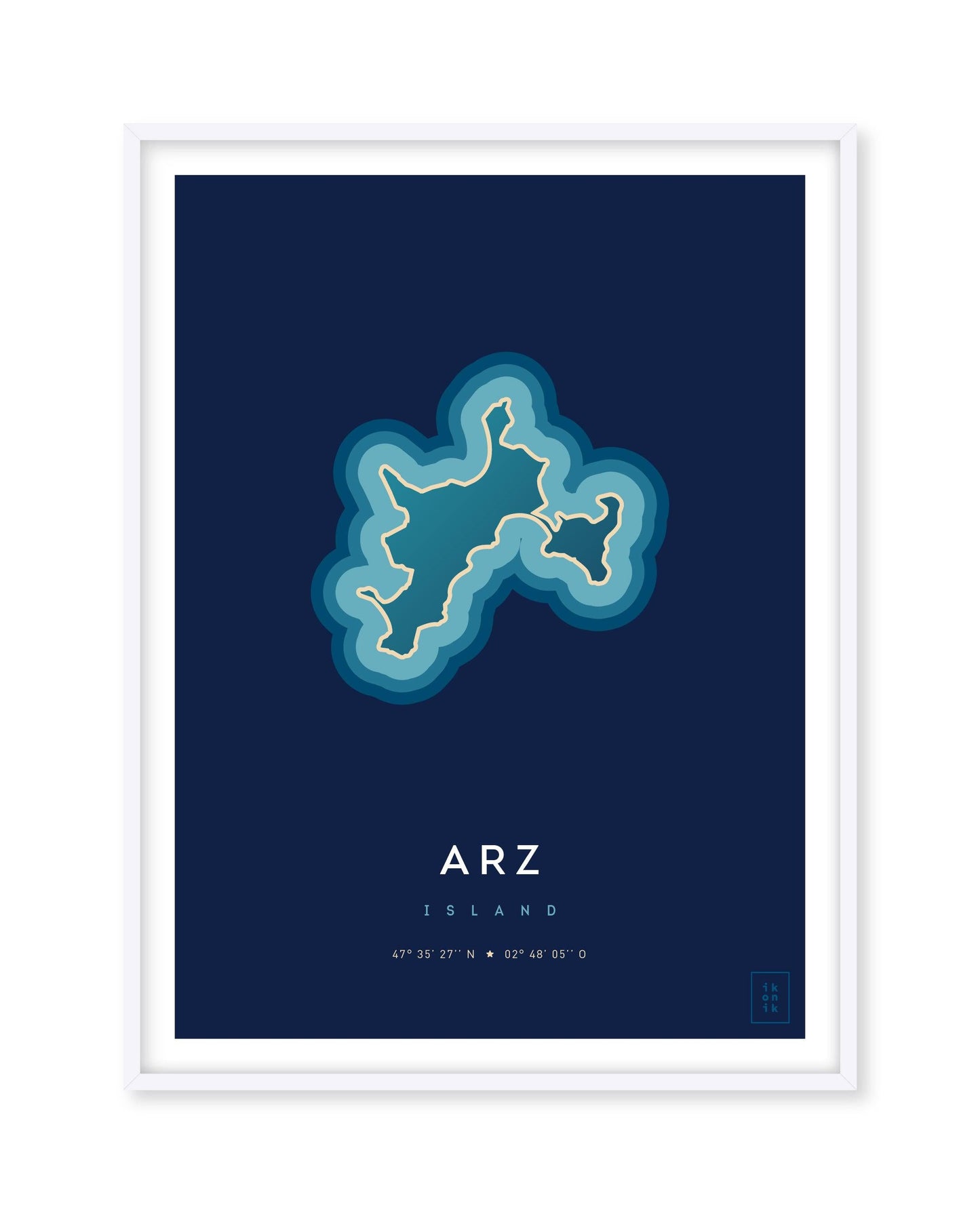 Poster déco de l'île d'Arz vue du ciel. © ikonik