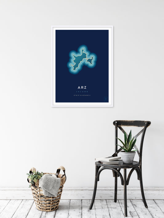 Poster déco de l'île d'Arz vue du ciel. © ikonik