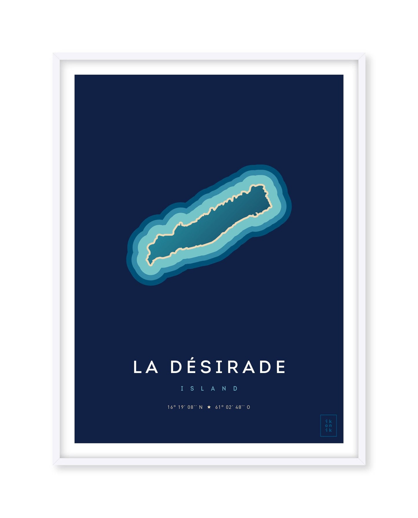 Poster déco de l'île de la Désirade vue du ciel. © ikonik