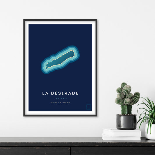 Poster déco de l'île de la Désirade vue du ciel. © ikonik