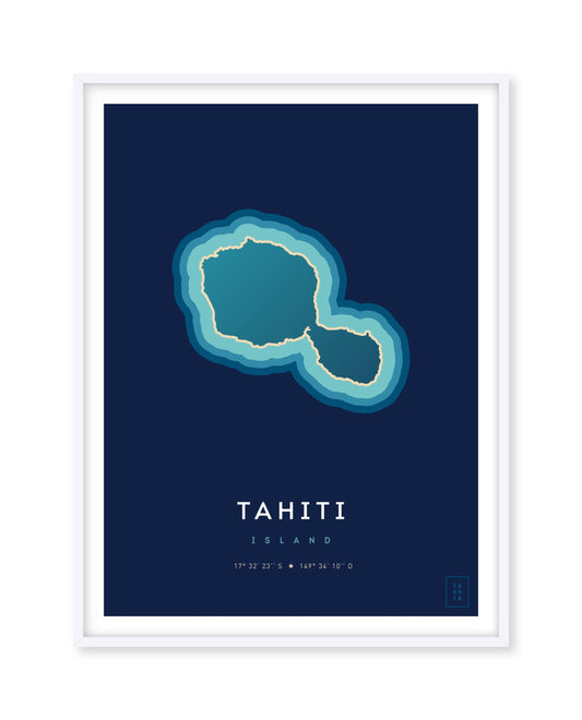 Poster déco de l'île de Tahiti vue du ciel. © ikonik