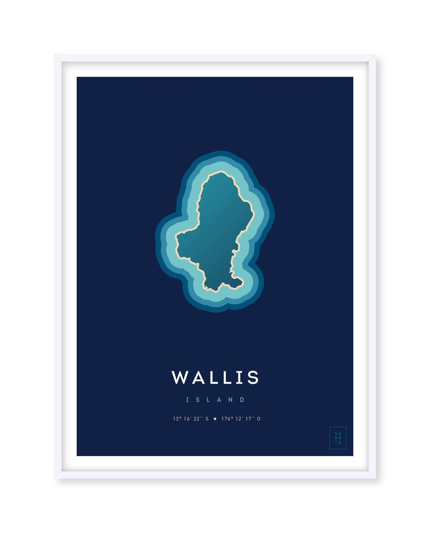 Poster déco de l'île de Wallis vue du ciel. © ikonik