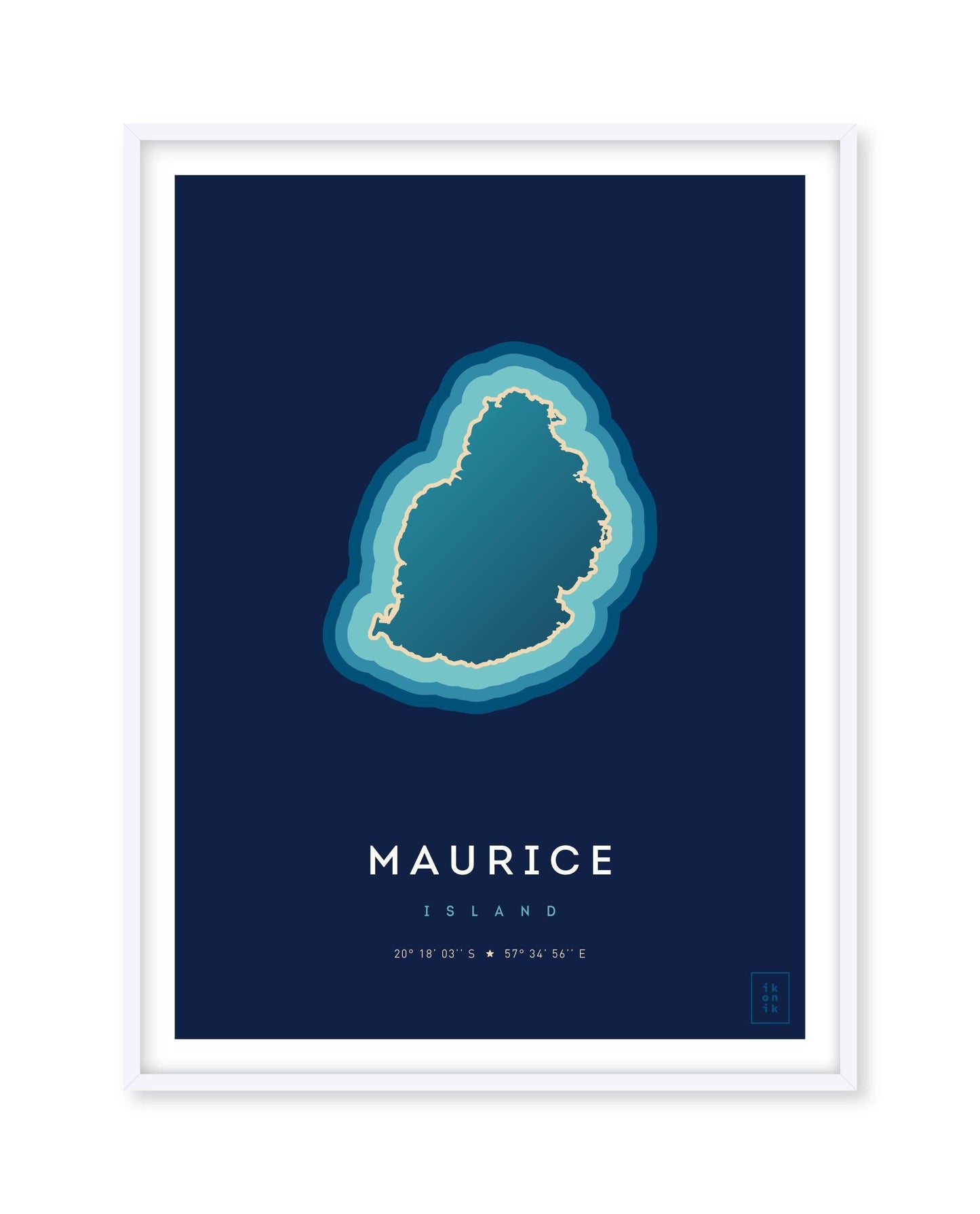 Poster déco de l'île Maurice vue du ciel. © ikonik