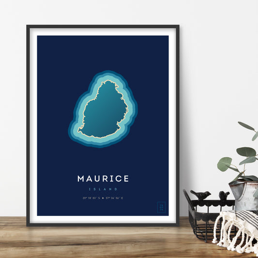 Poster déco de l'île Maurice vue du ciel. © ikonik