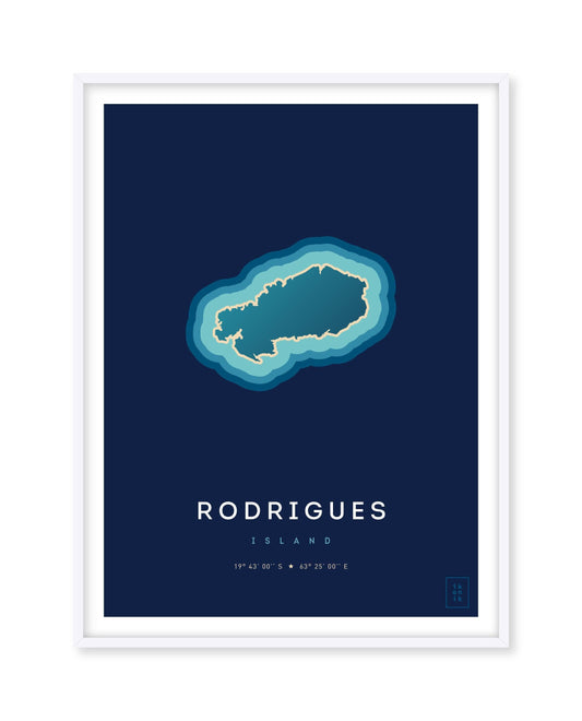 Poster déco de l'île Rodrigues vue du ciel. © ikonik